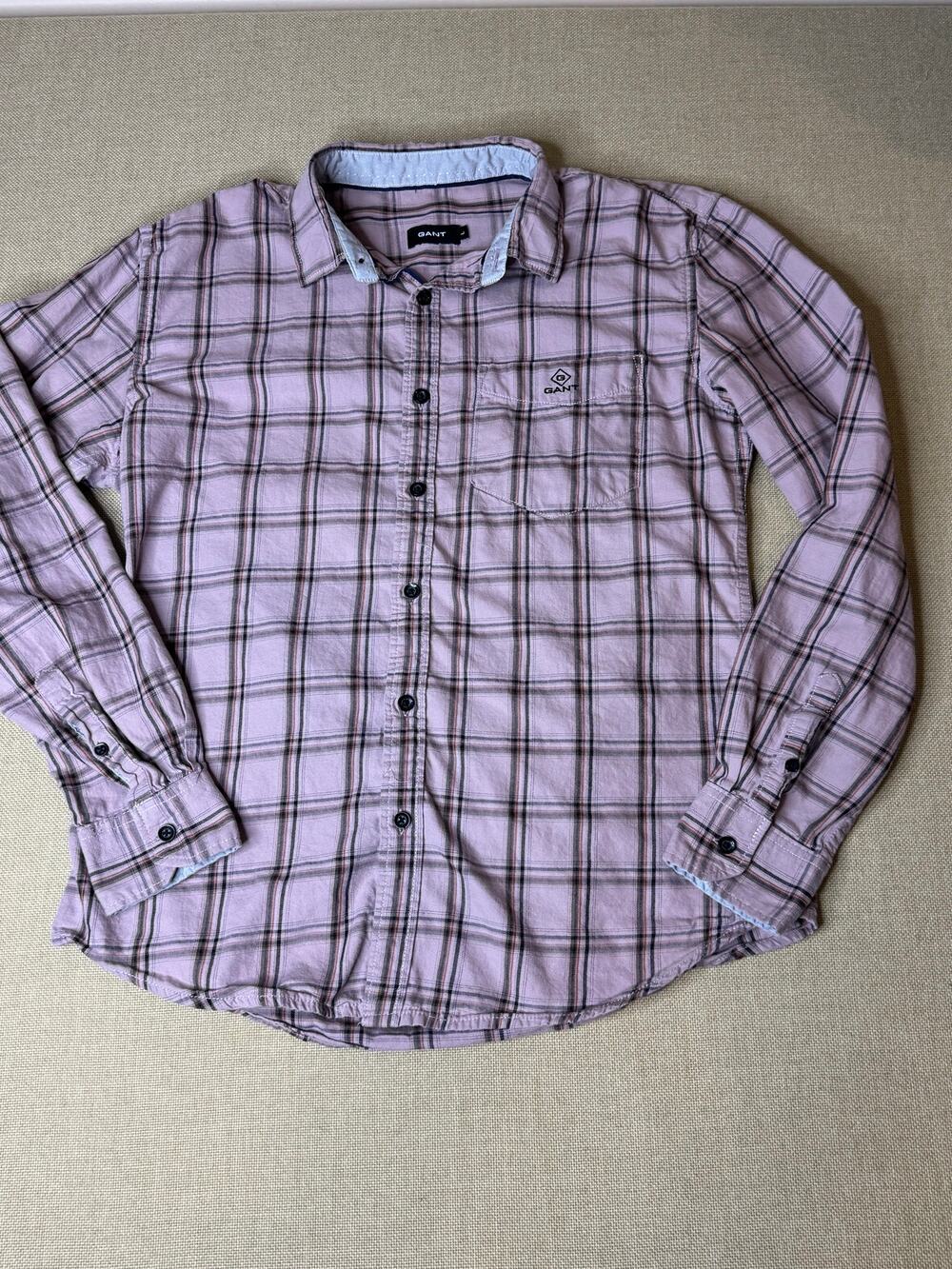 GANT Mens L Handloom Madras Pink Plaid Long Sleeve Button Up Shirt Cotton